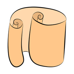 Paper scroll clipart vector isolated on white background. Empty, blank parchment rolled up scroll, old paper sheet texture illustration.
