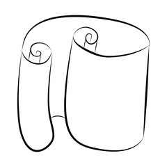 Paper scroll silhouette vector isolated on white background. Empty, blank parchment rolled up scroll, old paper sheet texture illustration.