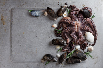 Food background with seafood