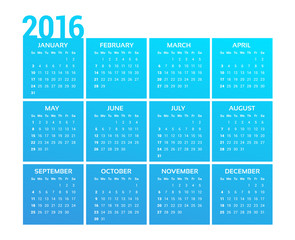 Calendar 2016 Sunday First