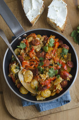 Eggs with chorizo and peppers