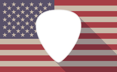 Obraz premium Long shadow vector USA flag icon with a plectrum