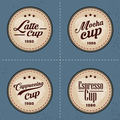 Set of Vector Coffee Elements in vintage style on old blackgroun