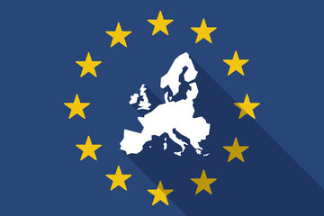 European Union  long shadow flag with  a map of Europe