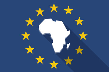European Union  long shadow flag with  a map of the african cont