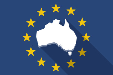 European Union  long shadow flag with  a map of Australia