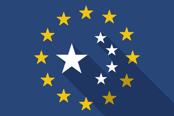 European Union  long shadow flag with  the five stars china flag
