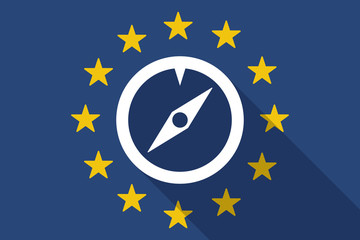 European Union  long shadow flag with a compass