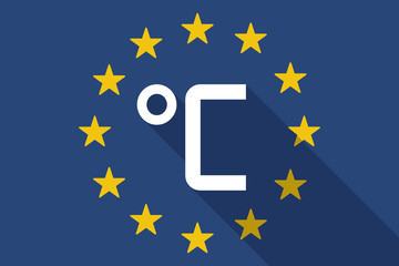 European Union  long shadow flag with  a celsius degree sign