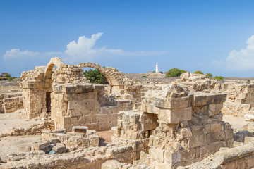 Fototapeta na wymiar Saranta Kolones at Paphos Archaeological Park, Cyprus.