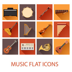 Set of flat music icons