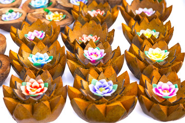 'Krathong Sai' are made from Coconut Shell at Loy Krathong
