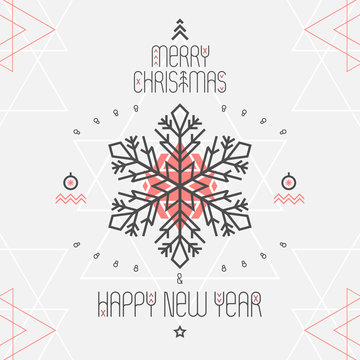 Christmas Geometric Background With Snowflake