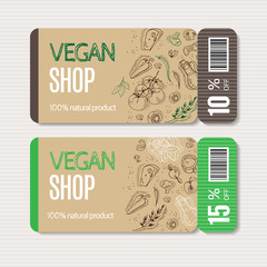 Coupons templates with organic vegetables.