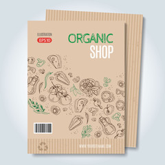 Vector cardboard organic shop template.