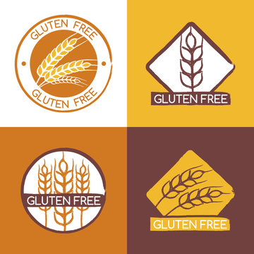 Set of vector gluten free product badges, labels, stickers.