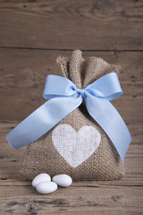 Wedding favor on old wooden table