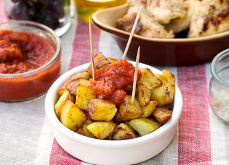 Spanish potatoes patatas bravas for tapas