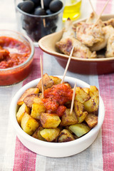 Spanish potatoes patatas bravas for tapas