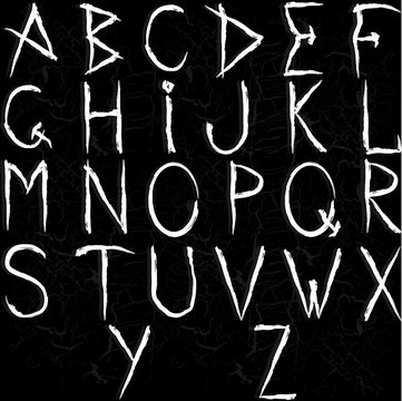 Шрифт. Буквы и знаки в рваном стиле. Алфавит.