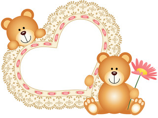 Teddy bears with blank embroidered heart
