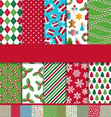 Obraz premium Set of 10 Seamless Bright Christmas Patterns