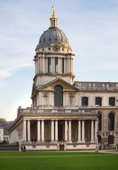 LONDON, UK - OCTOBER 31, 2015: Painted hall at sunset, south of London, Classic Architecture of British empire period