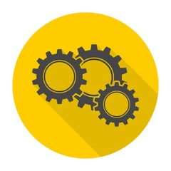 Gears sign icon with long shadow