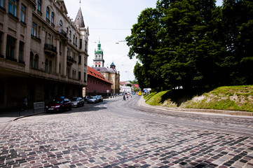 Fototapeta premium Old Cobble Street - Lviv - Ukraine