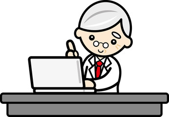 パソコンを使う医師