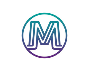 M Line Circle Letter Logo