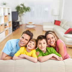 Obraz premium Happy family in a new house.