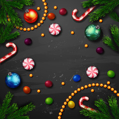 Christmas greeting card . Happy new year. Xmas vector background. color candy