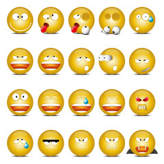 Yellow shine glass emoticons
