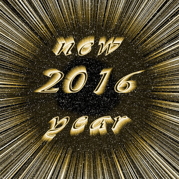 New Year 2016 image in centre of dark gold fireworks