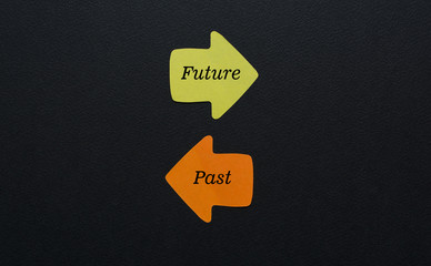 Future and past concept with two arrows of different colors