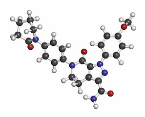 Apixaban anticoagulant drug molecule (direct FXa inhibitor). 