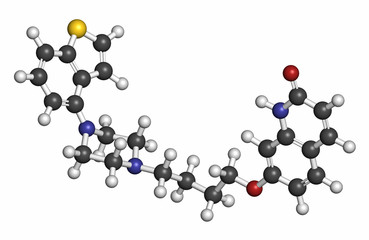 Brexpiprazole antipsychotic drug molecule. 