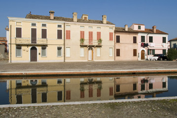 Fototapeta na wymiar Comacchio, Italy. Residential houses