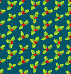 Seamless Christmas pattern holly barry