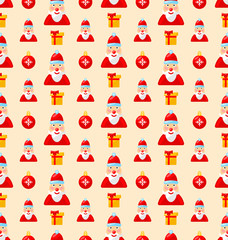 Merry Christmas seamless pattern with Santa and gifts
