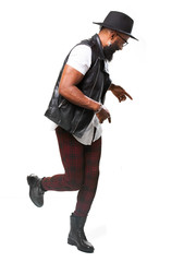 cool black man dancing on white