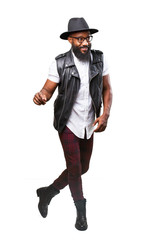 cool black man dancing on white