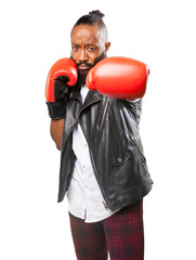 black man fighting with boxing gloves