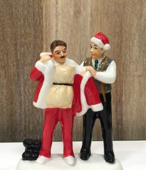 santa claus getting dressed