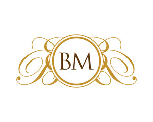 Obraz na płótnie Canvas BM Luxury Ornament Initial Logo