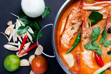 Tom Yum Goong,Thai Food on black background