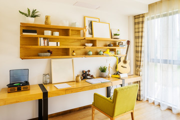 interior of reading room in villa