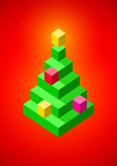 Christmas tree made of 3D pixels