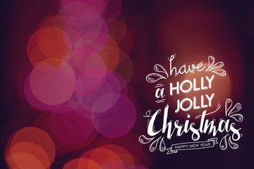 Merry christmas new year cute doodle bokeh card